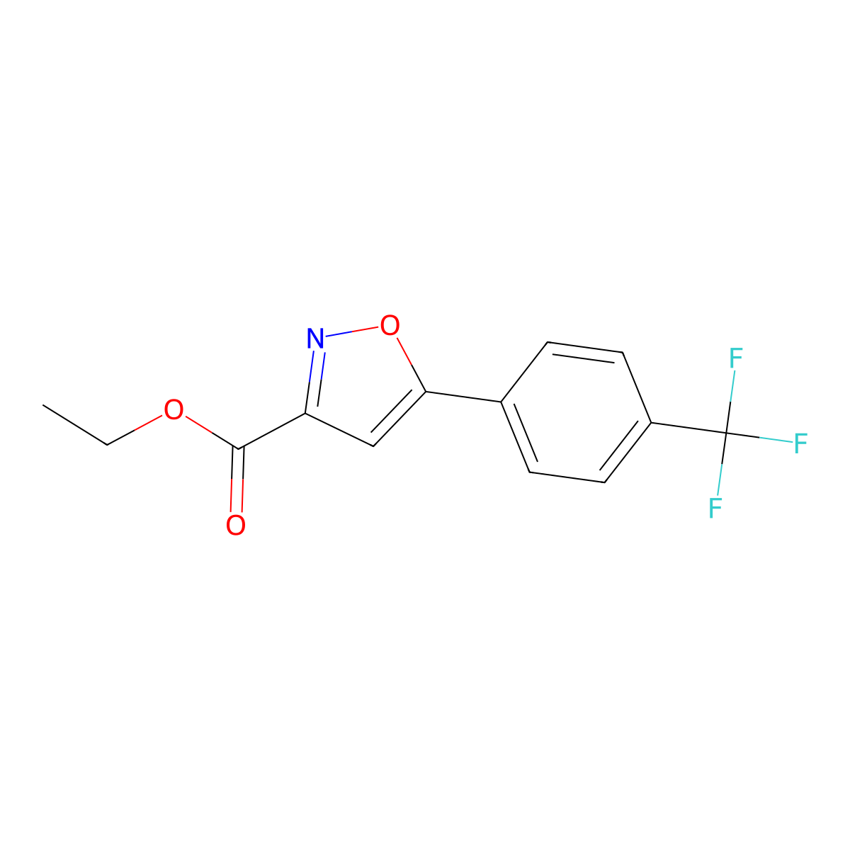 Ethyl 5-(4-(trifluoromethyl)phenyl)isoxazole-3-carboxylate molecular structure, CAS 613240-18-9