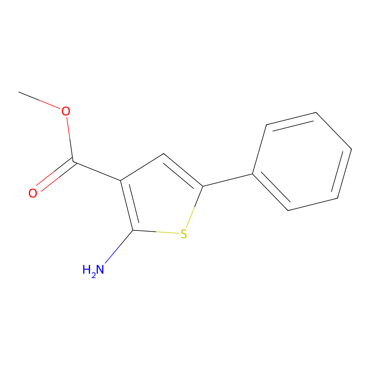 Methyl 2-amino-5-phenylthiophene-3-carboxylate molecular structure, CAS 61325-02-8