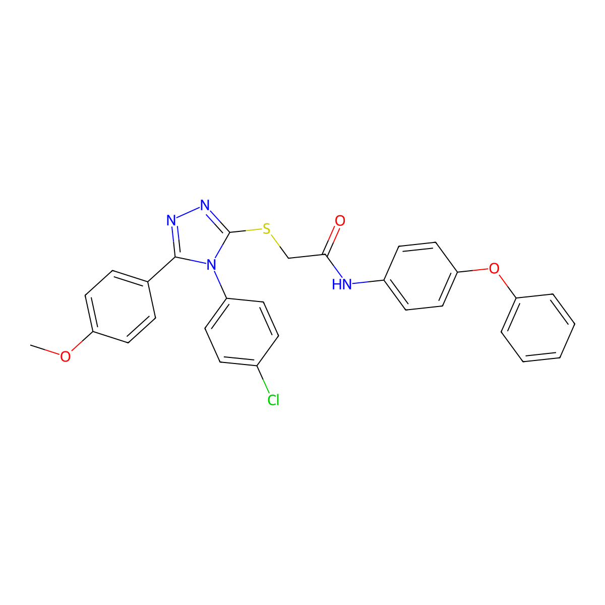 2-[4-(4-chlorophenyl)-5-(4-methoxyphenyl)(1,2,4-triazol-3-ylthio)]-N-(4-phenox yphenyl)acetamide molecular structure, CAS 613251-47-1
