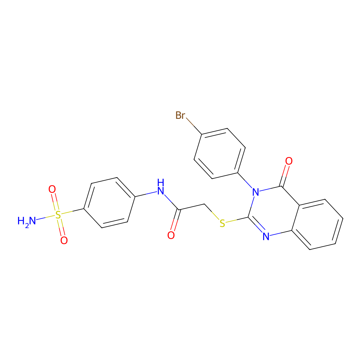 2-[3-(4-bromophenyl)-4-oxoquinazolin-2-yl]sulfanyl-N-(4-sulfamoylphenyl)acetamide molecular structure, CAS 613251-71-1