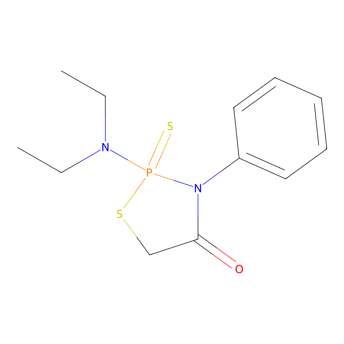 2-(Diethylamino)-3-phenyl-2-thioxo-1,3,2-thiazaphospholidin-4-one molecular structure, CAS 61330-40-3