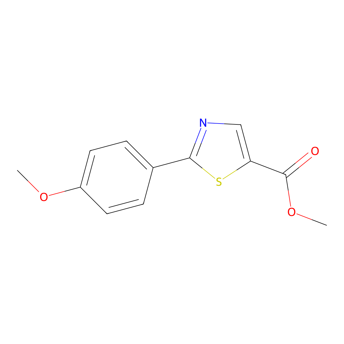 Methyl 2-(4-methoxyphenyl)-1,3-thiazole-5-carboxylate molecular structure, CAS 61335-95-3