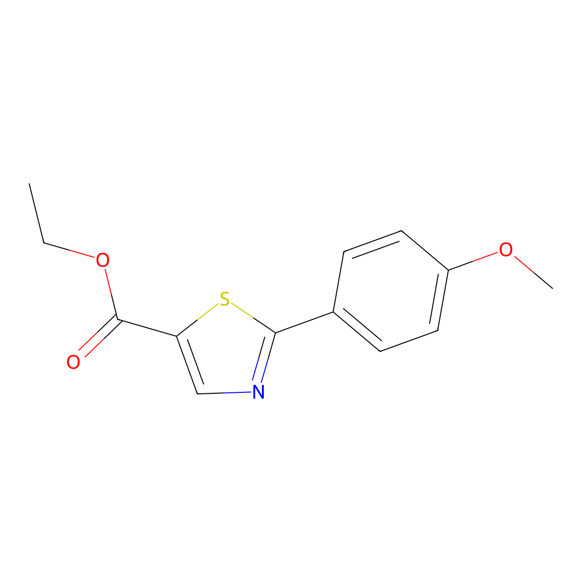 Ethyl 2-(4-methoxyphenyl)-1,3-thiazole-5-carboxylate molecular structure, CAS 61335-96-4