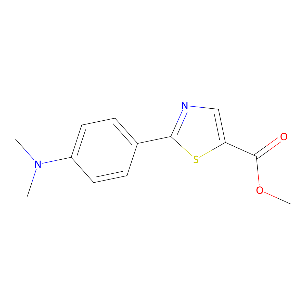 Methyl 2-[4-(dimethylamino)phenyl]-1,3-thiazole-5-carboxylate molecular structure, CAS 61335-97-5