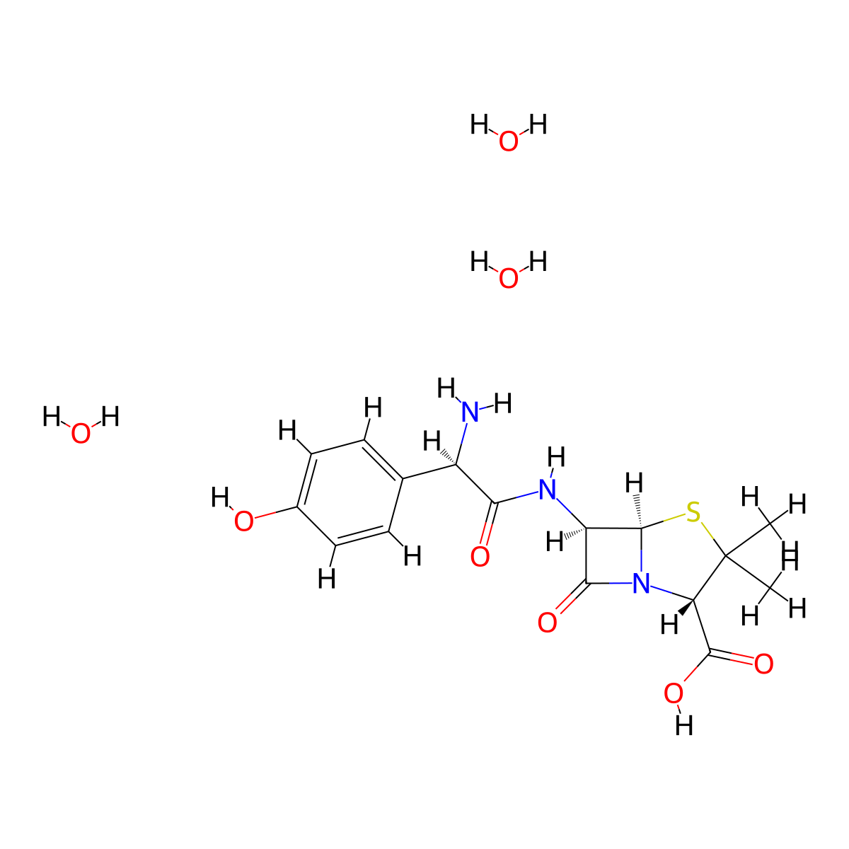 Amoxicillin Trihydrate molecular structure, CAS 61336-70-7