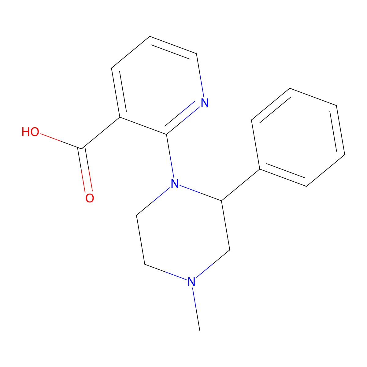 1-(3-Carboxy-2-pyridyl)-4-methyl-2-phenylpiperazine molecular structure, CAS 61338-13-4