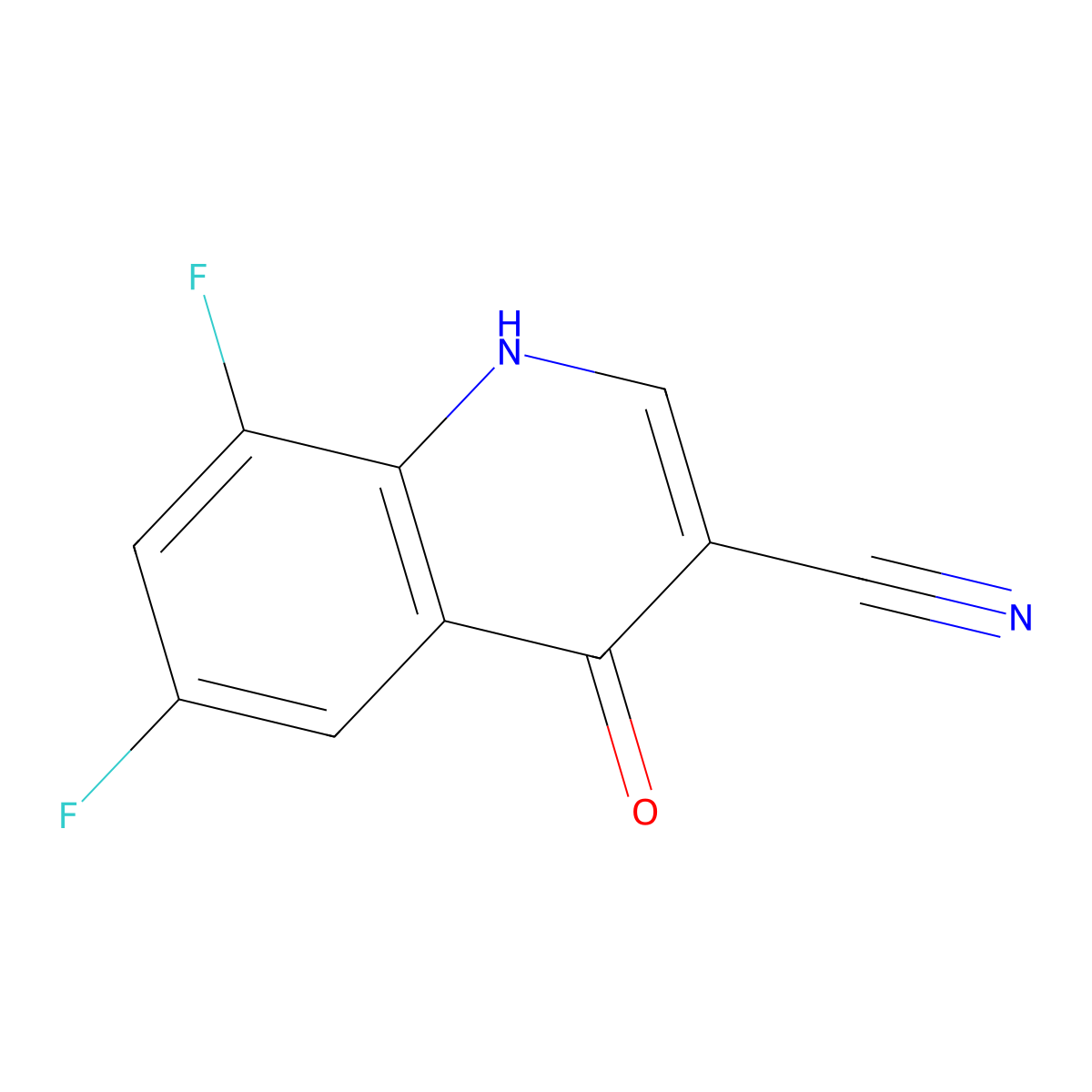6,8-Difluoro-4-hydroxyquinoline-3-carbonitrile molecular structure, CAS 61338-23-6