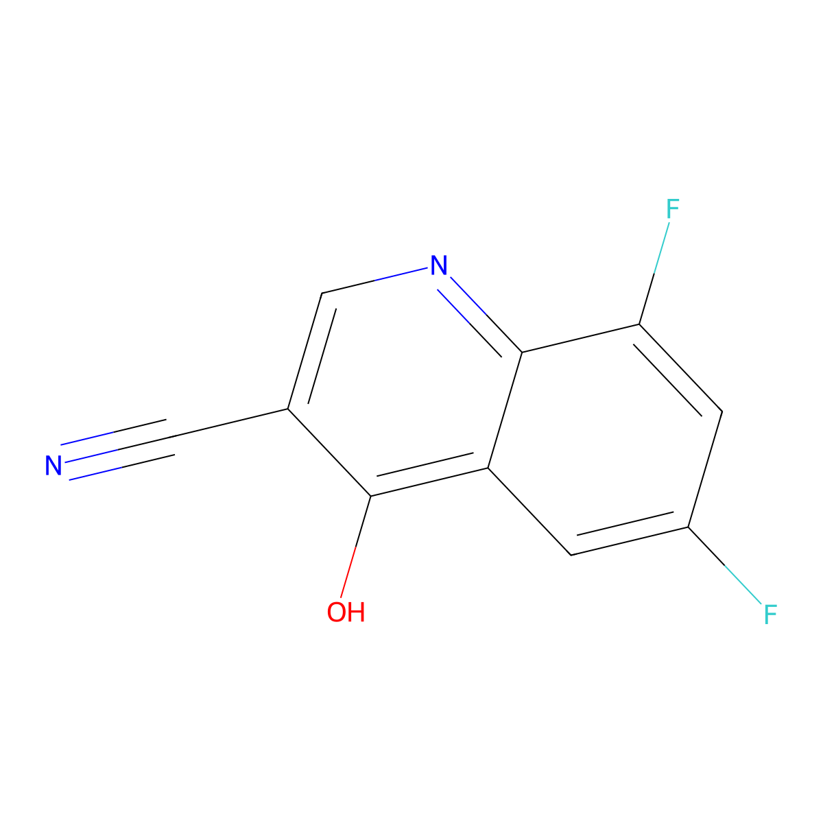6,8-Difluoro-4-hydroxyquinoline-3-carbonitrile molecular structure, CAS 61338-23-6