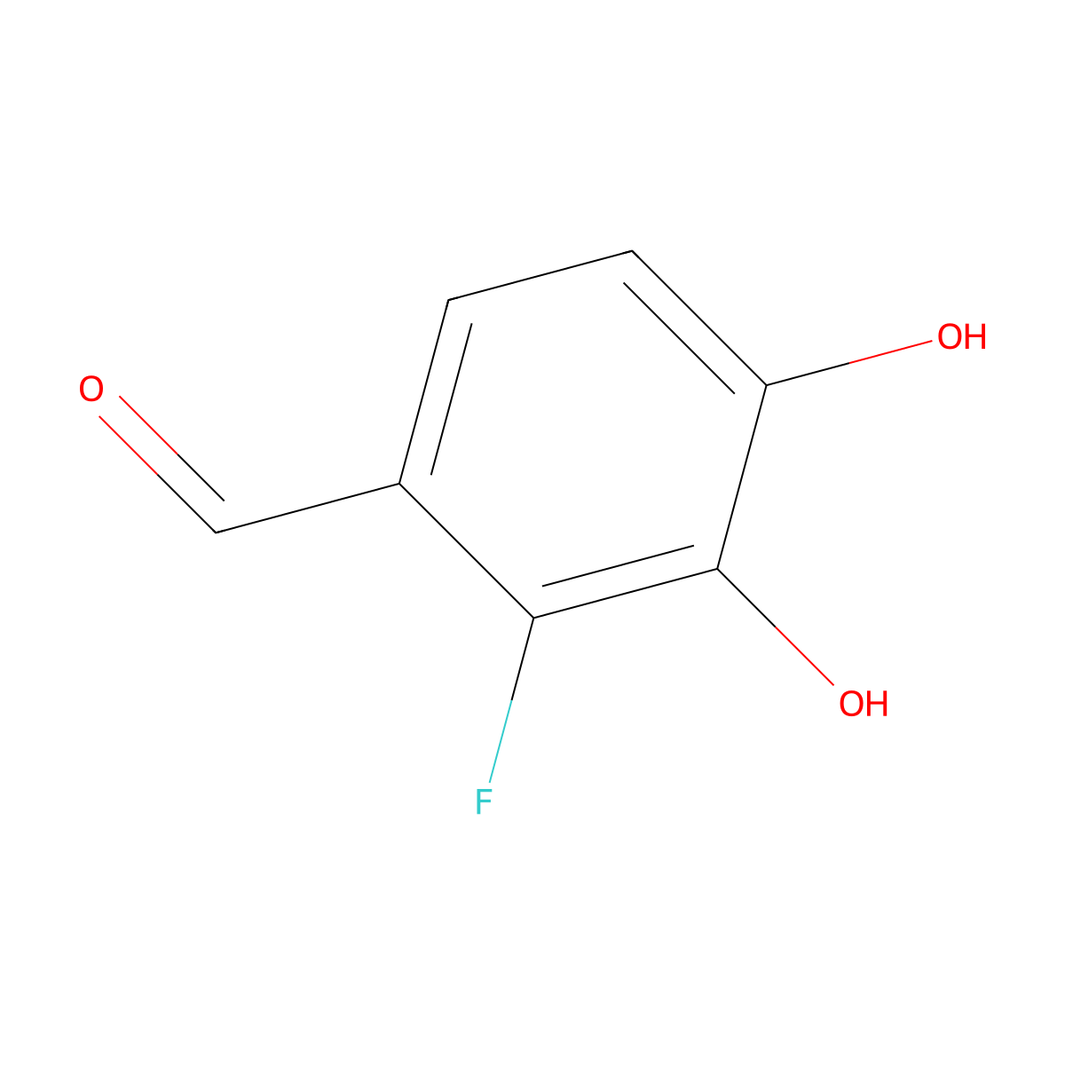 2-Fluoro-3,4-dihydroxybenzaldehyde molecular structure, CAS 61338-95-2