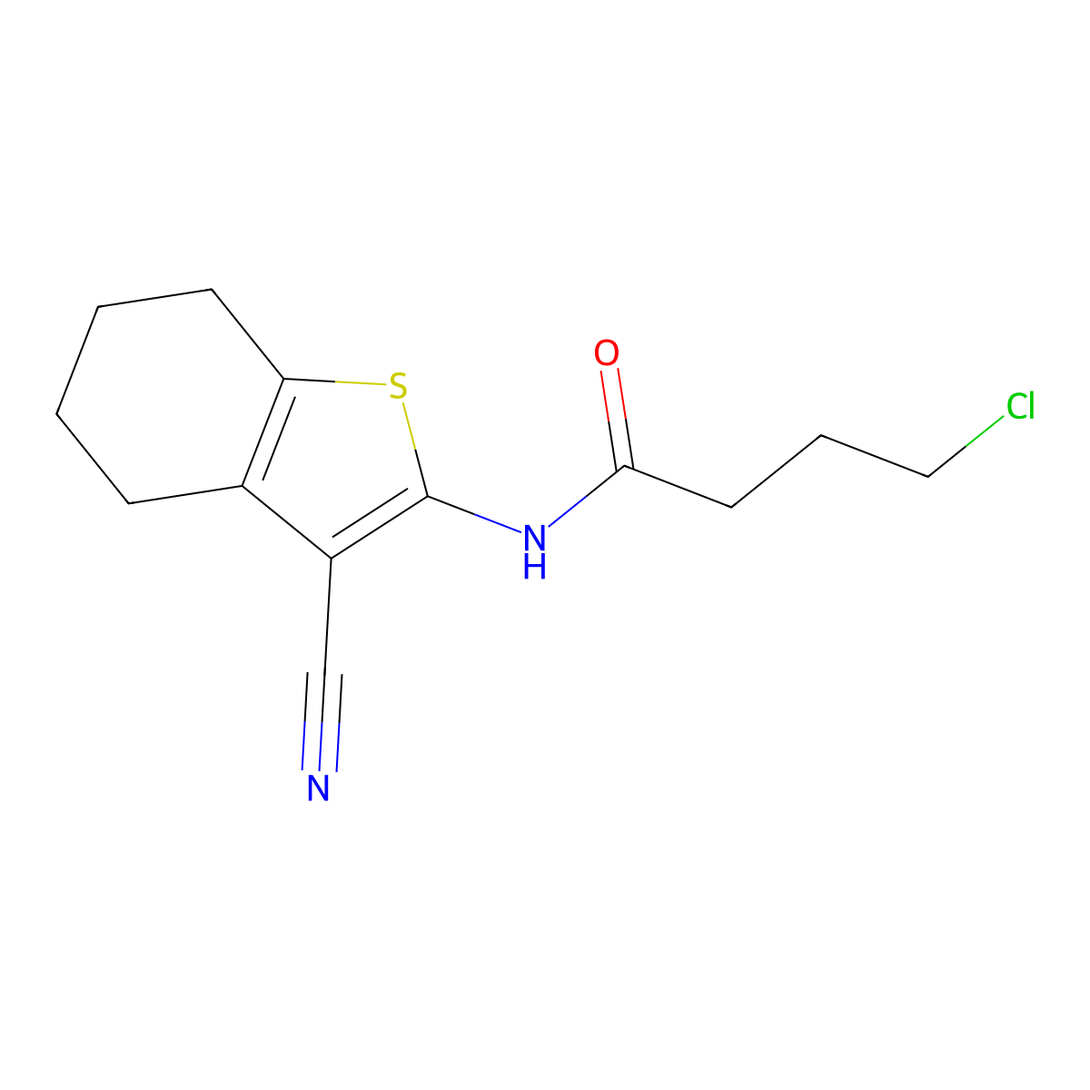 4-chloro-N-(3-cyano-4,5,6,7-tetrahydro-1-benzothiophen-2-yl)butanamide molecular structure, CAS 61339-50-2
