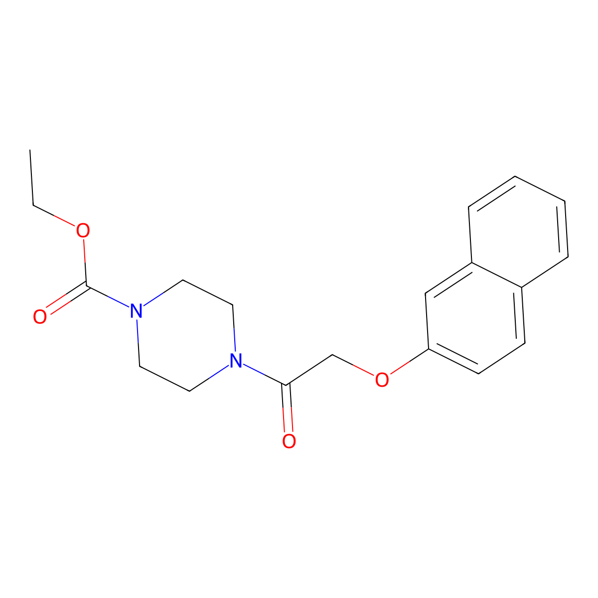 Ethyl 4-(2-naphthalen-2-yloxyacetyl)piperazine-1-carboxylate molecular structure, CAS 6134-46-9