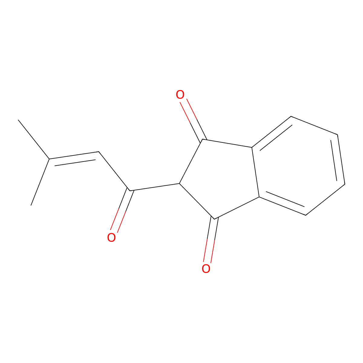 2-(3-Methylbut-2-enoyl)indene-1,3-dione molecular structure, CAS 6134-98-1