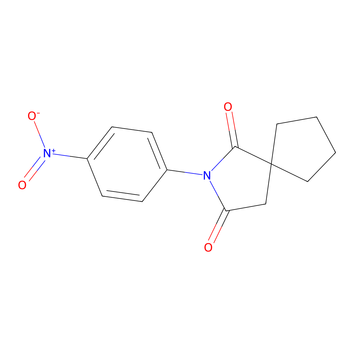 2-Azaspiro[4.4]nonane-1,3-dione, 2-(4-nitrophenyl)- molecular structure, CAS 61343-12-2