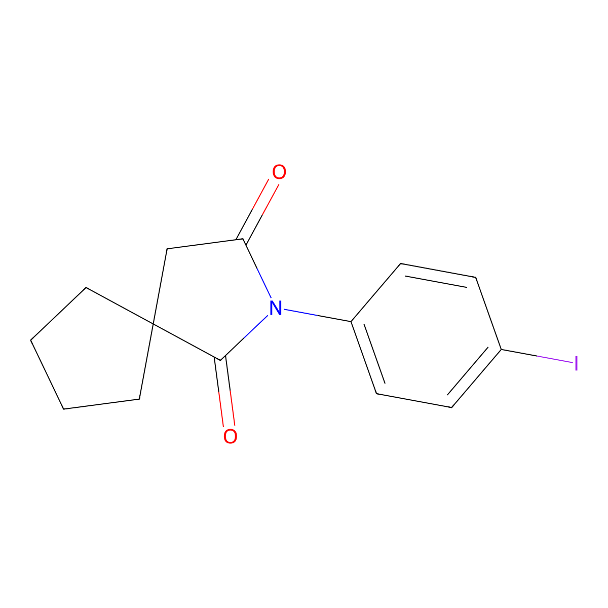 2-Azaspiro[4.4]nonane-1,3-dione, 2-(4-iodophenyl)- molecular structure, CAS 61343-16-6