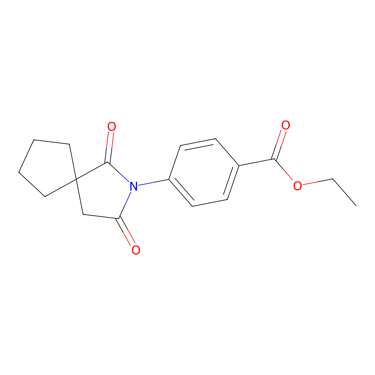 Benzoic acid, 4-(1,3-dioxo-2-azaspiro[4.4]non-2-yl)-, ethyl ester molecular structure, CAS 61343-22-4