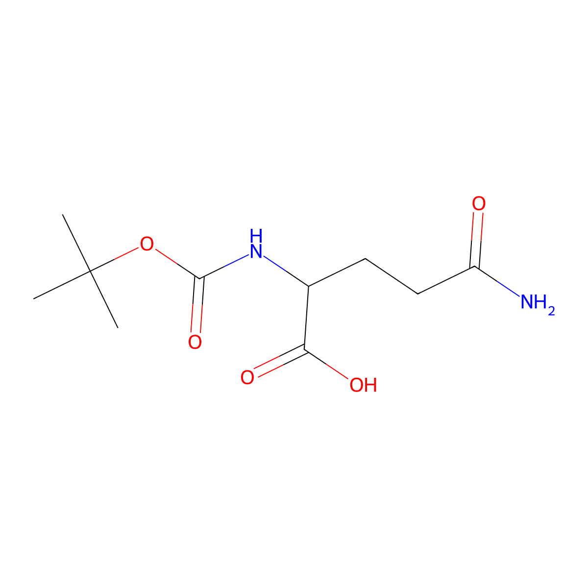 (2R)-2-(((tert-butoxy)carbonyl)amino)-4-carbamoylbutanoic acid molecular structure, CAS 61348-28-5
