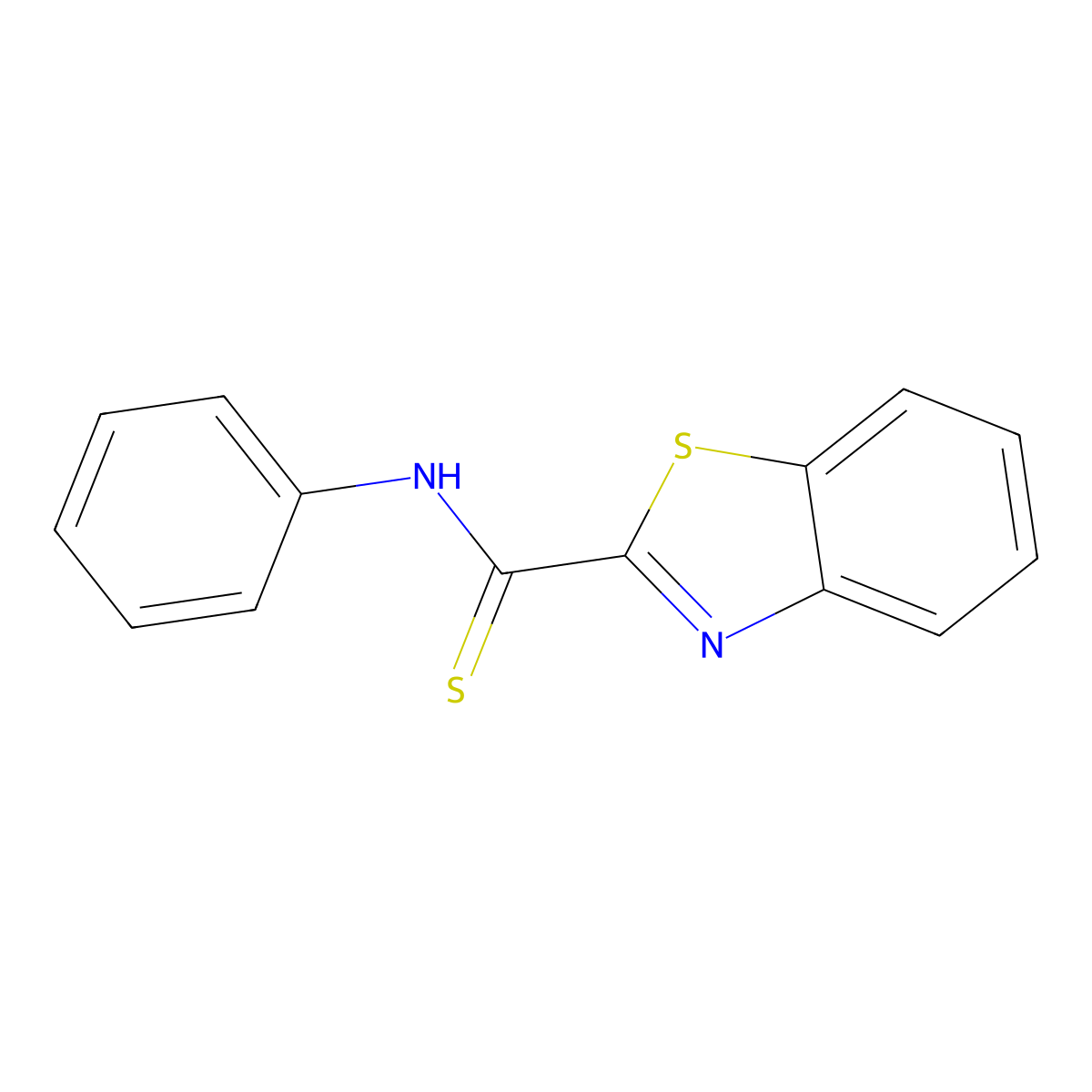 2-Benzothiazolecarbothioamide, N-phenyl- molecular structure, CAS 61349-98-2