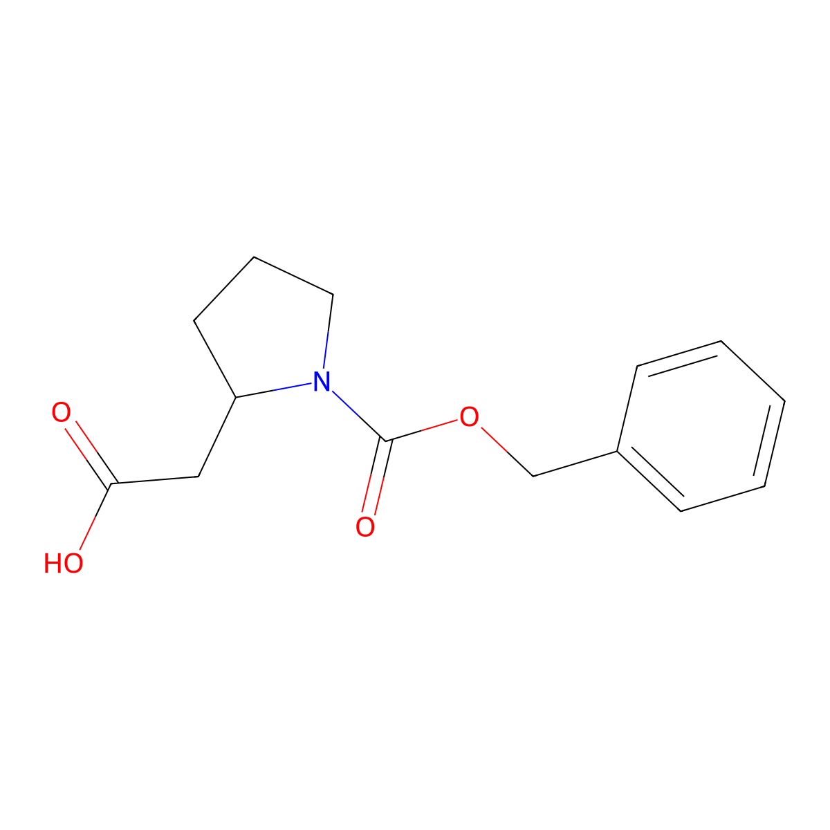 (R)-2-(1-((Benzyloxy)carbonyl)pyrrolidin-2-yl)acetic acid molecular structure, CAS 61350-64-9