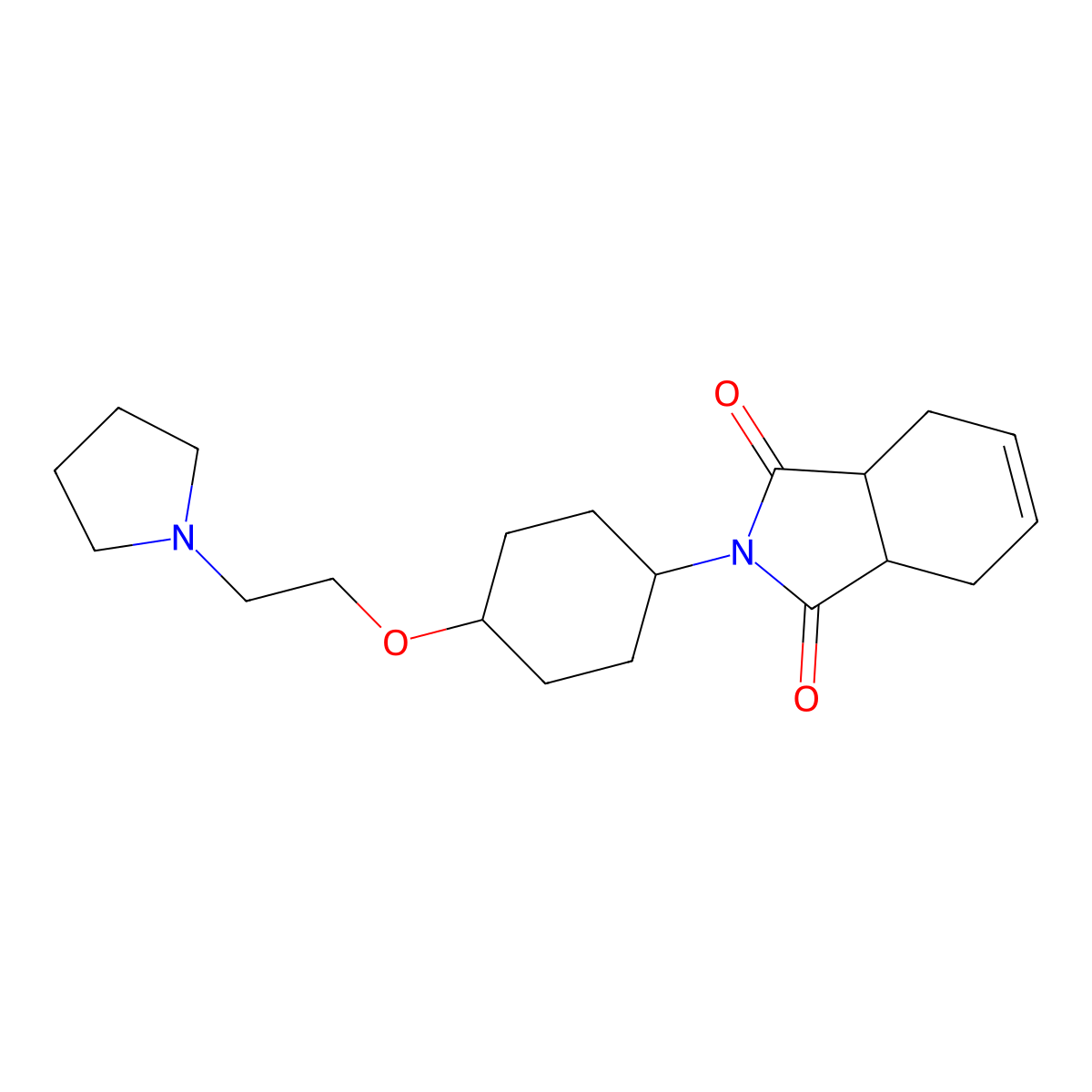 1H-Isoindole-1,3(2H)-dione, 3a,4,7,7a-tetrahydro-2-(4-(2-(1-pyrrolidinyl)ethoxy)cyclohexyl)- molecular structure, CAS 61356-06-7