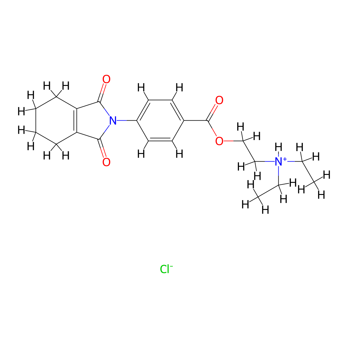 2-(Diethylamino)ethyl 4-(1,3-dioxo-1,3,4,5,6,7-hexahydro-2H-isoindol-2-yl)benzoate--hydrogen chloride (1/1) molecular structure, CAS 61356-11-4