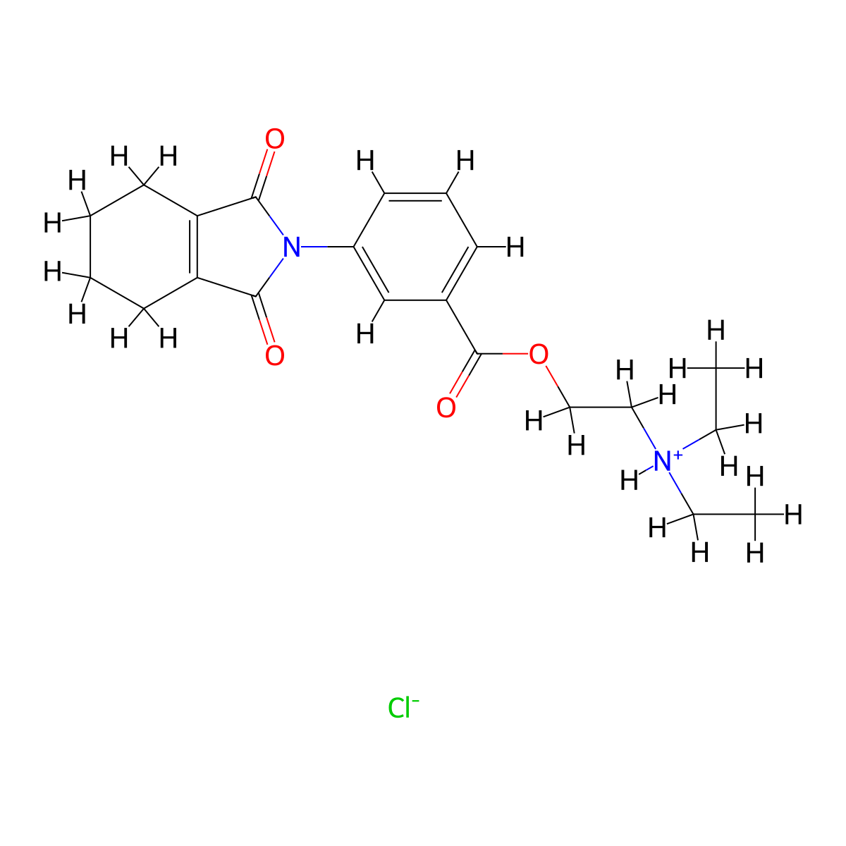 Benzoic acid, 3-(1,3,4,5,6,7-hexahydro-1,3-dioxo-2H-isoindol-2-yl)-, 2-(diethylamino)ethyl ester, monohydrochloride molecular structure, CAS 61356-12-5