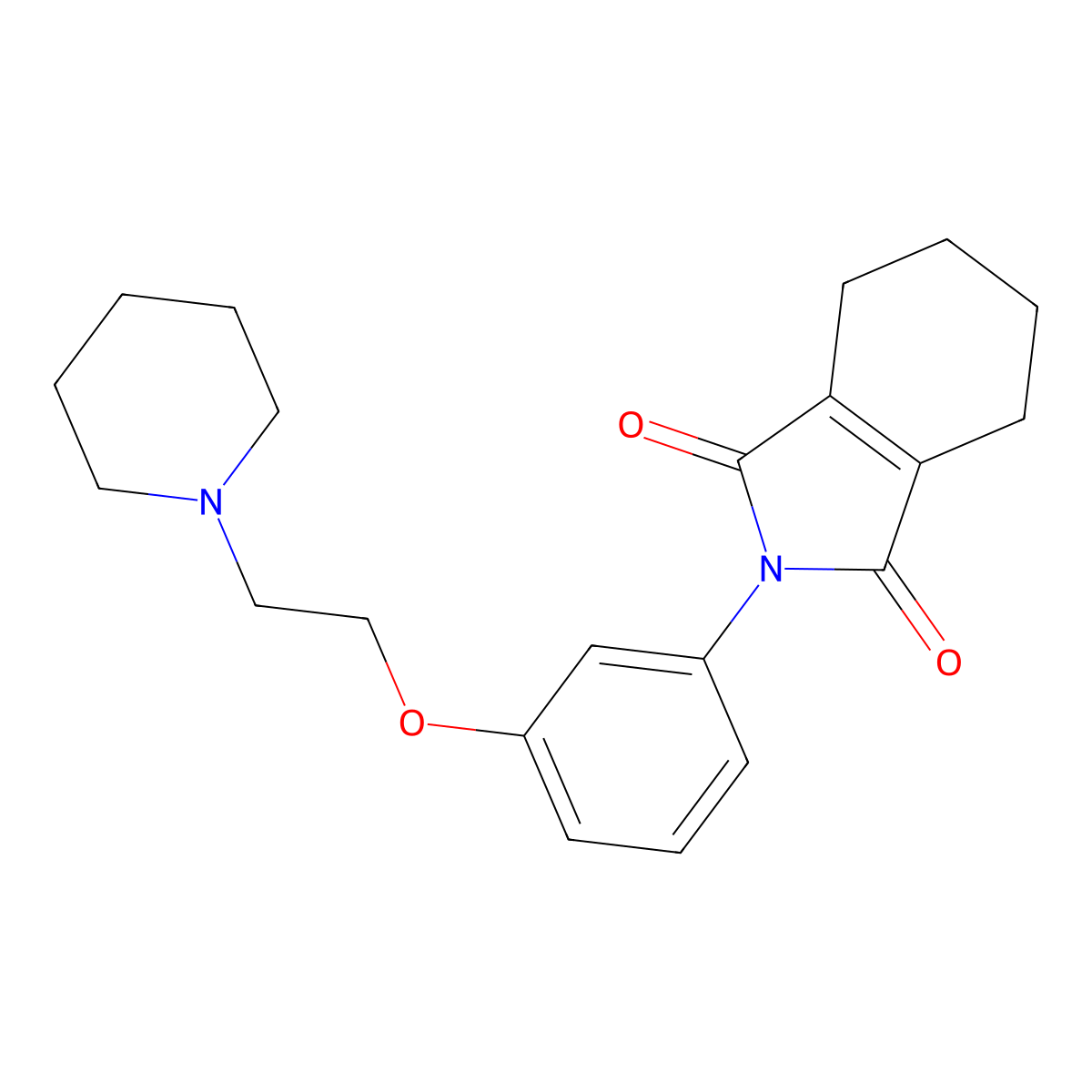 1H-Isoindole-1,3(2H)-dione, 4,5,6,7-tetrahydro-2-(4-(2-(1-piperidinyl)ethoxy)phenyl)- molecular structure, CAS 61356-13-6