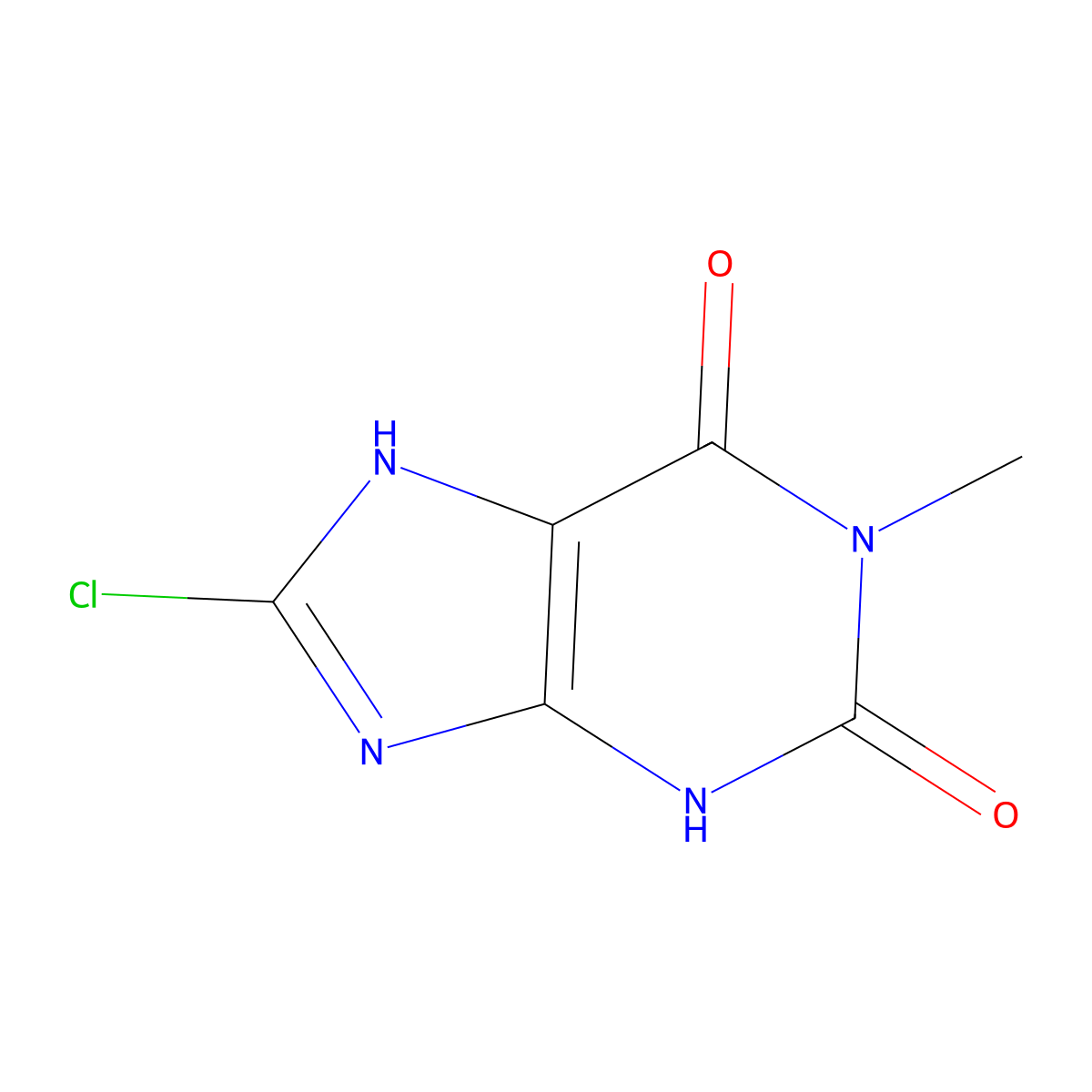 8-chloro-1-methyl-2,3,6,7-tetrahydro-1H-purine-2,6-dione molecular structure, CAS 6136-36-3