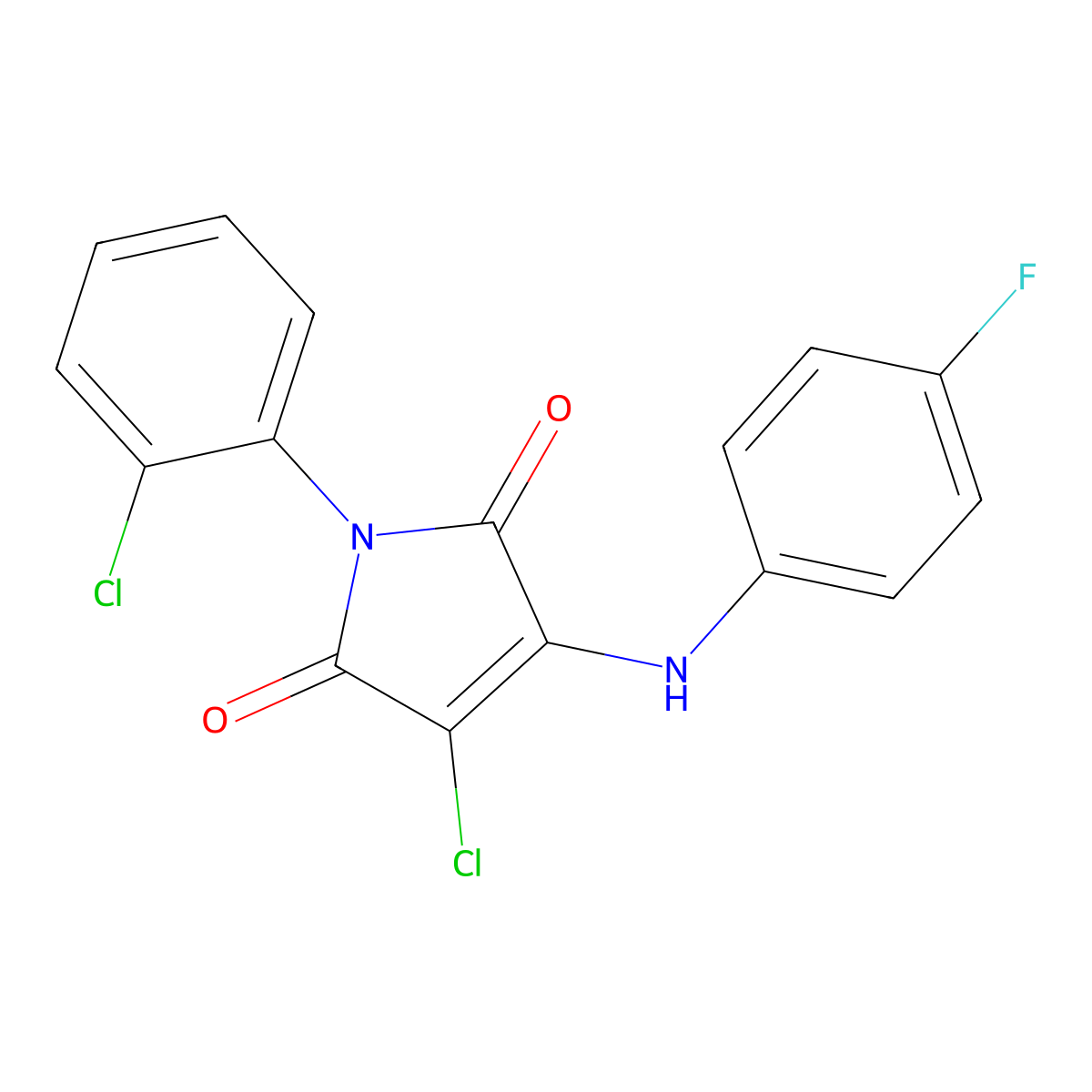 3-Chloro-1-(2-chlorophenyl)-4-(4-fluoroanilino)-1H-pyrrole-2,5-dione molecular structure, CAS 6136-45-4