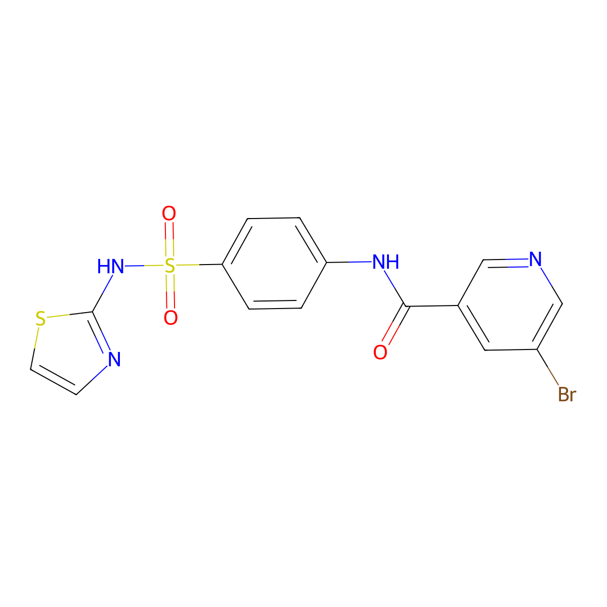 5-bromo-N-[4-(1,3-thiazol-2-ylsulfamoyl)phenyl]pyridine-3-carboxamide molecular structure, CAS 6136-88-5