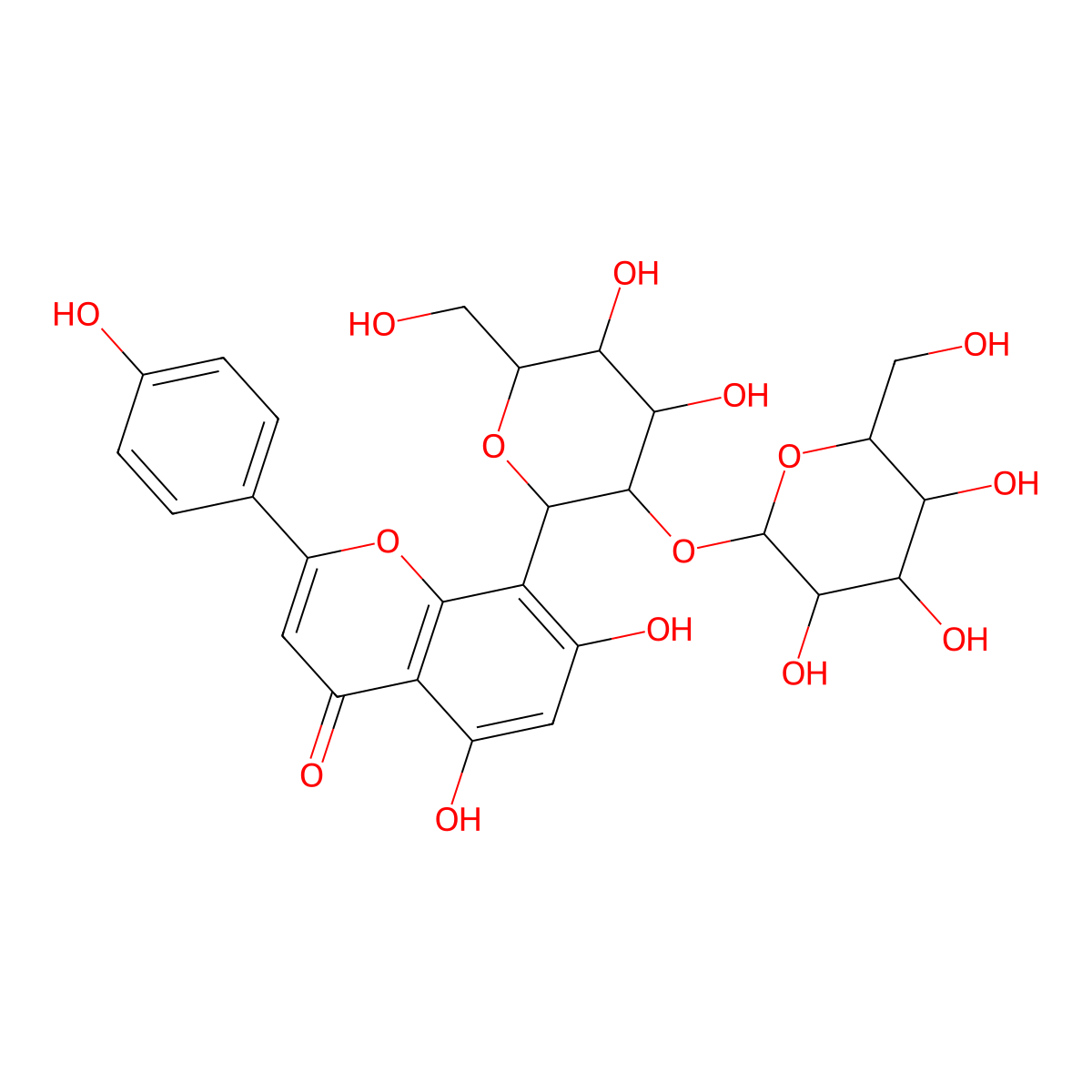 vitexin 2''-O-beta-D-glucoside molecular structure, CAS 61360-94-9