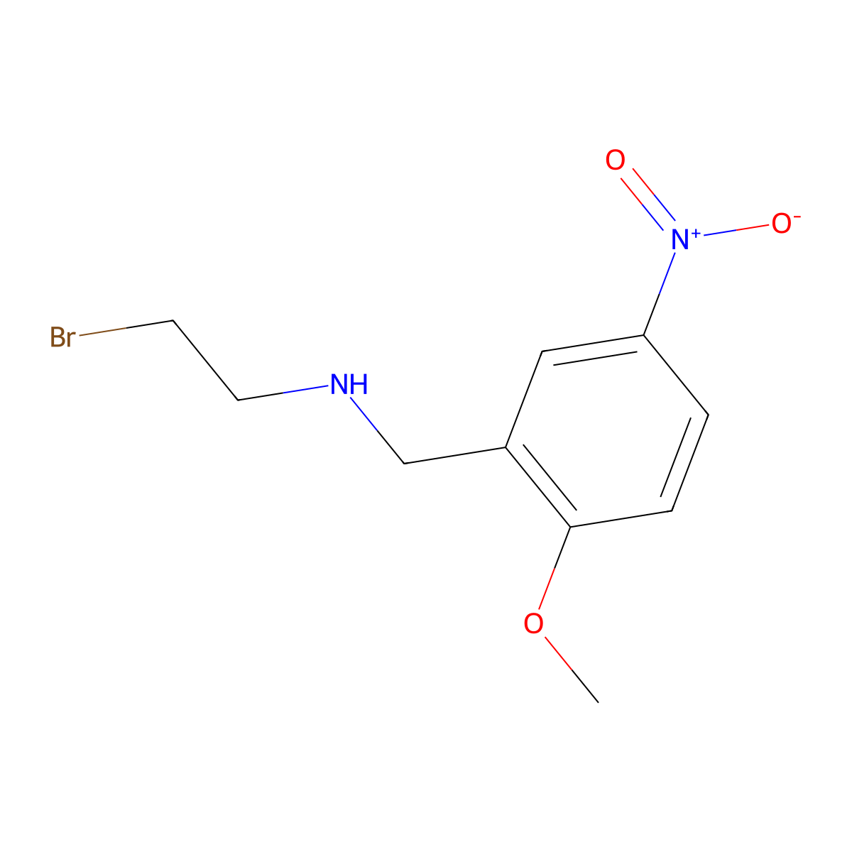 Benzylamine, N-(2-bromoethyl)-2-methoxy-5-nitro- molecular structure, CAS 61361-58-8