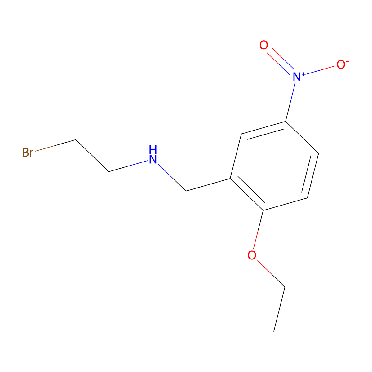 Benzylamine, N-(2-bromoethyl)-2-ethoxy-5-nitro- molecular structure, CAS 61361-59-9