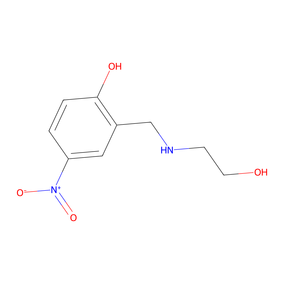 Phenol, 2-(((2-hydroxyethyl)amino)methyl)-4-nitro- molecular structure, CAS 61361-60-2