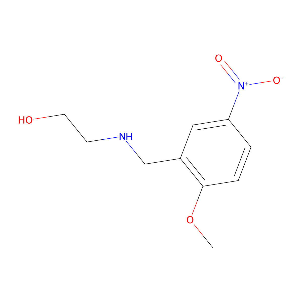 Ethanol, 2-(((2-methoxy-5-nitrophenyl)methyl)amino)- molecular structure, CAS 61361-61-3
