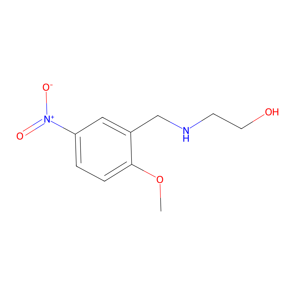 Ethanol, 2-(((2-methoxy-5-nitrophenyl)methyl)amino)- molecular structure, CAS 61361-61-3
