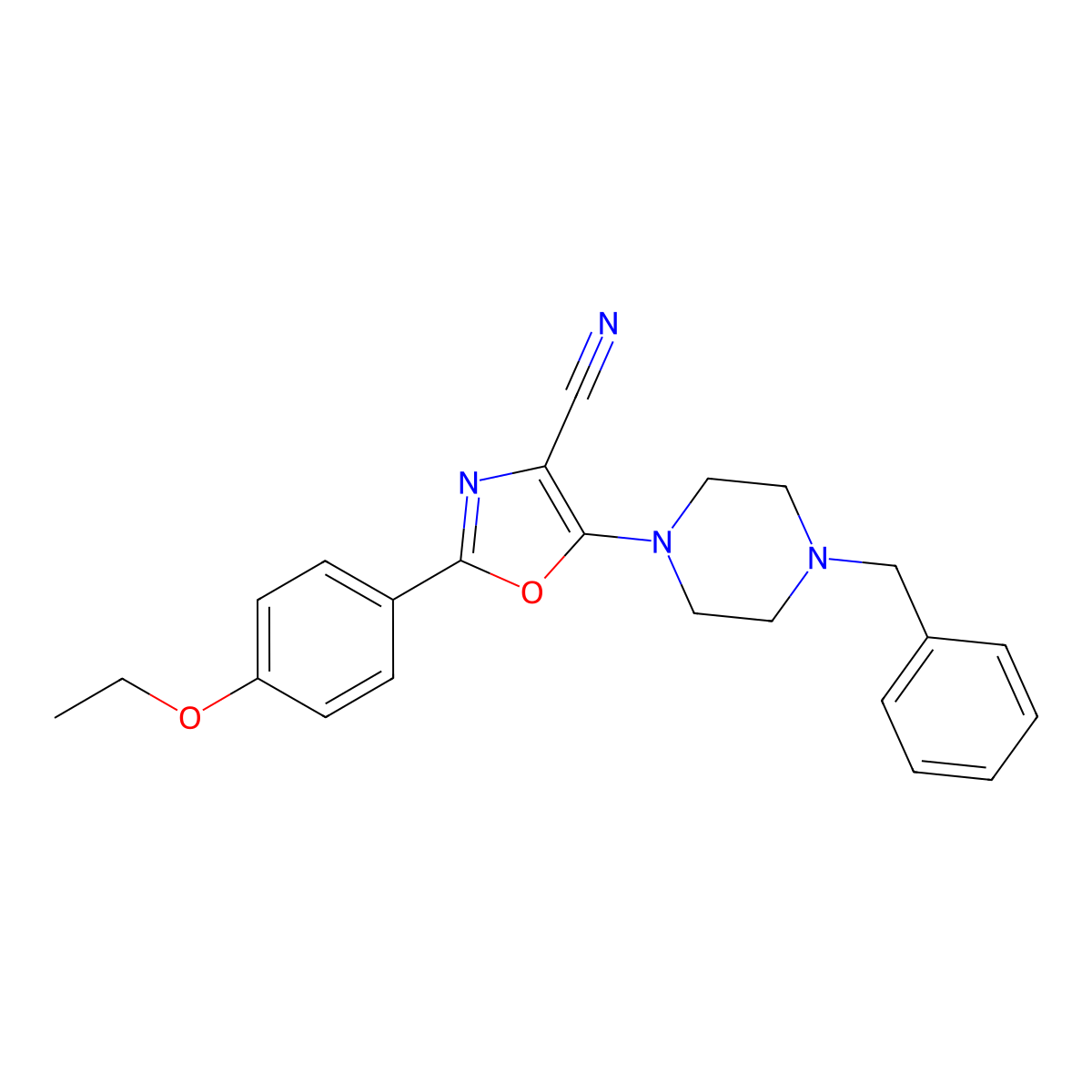 5-(4-Benzylpiperazin-1-yl)-2-(4-ethoxyphenyl)-1,3-oxazole-4-carbonitrile molecular structure, CAS 613649-69-7