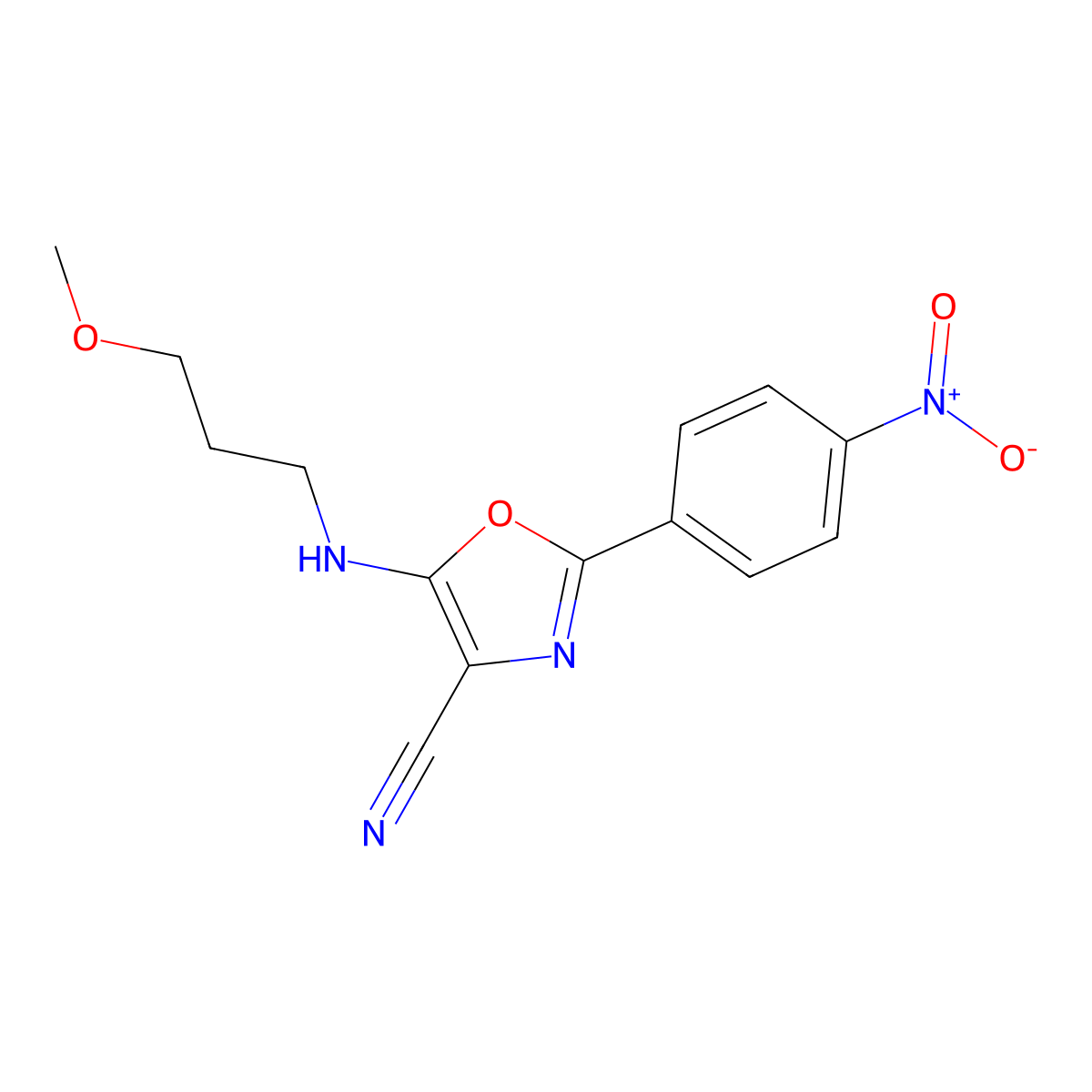 5-((3-Methoxypropyl)amino)-2-(4-nitrophenyl)oxazole-4-carbonitrile molecular structure, CAS 613649-74-4