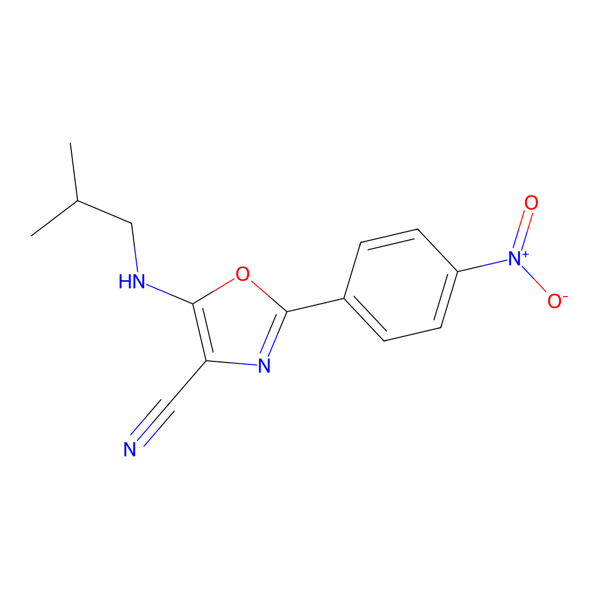 5-(Isobutylamino)-2-(4-nitrophenyl)oxazole-4-carbonitrile molecular structure, CAS 613649-75-5