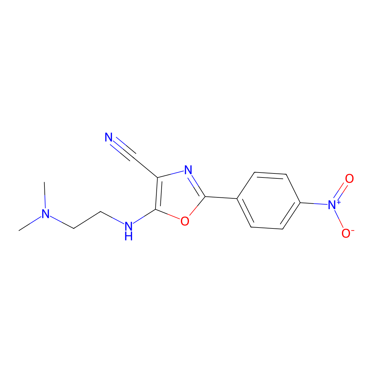 5-((2-(Dimethylamino)ethyl)amino)-2-(4-nitrophenyl)oxazole-4-carbonitrile molecular structure, CAS 613649-79-9