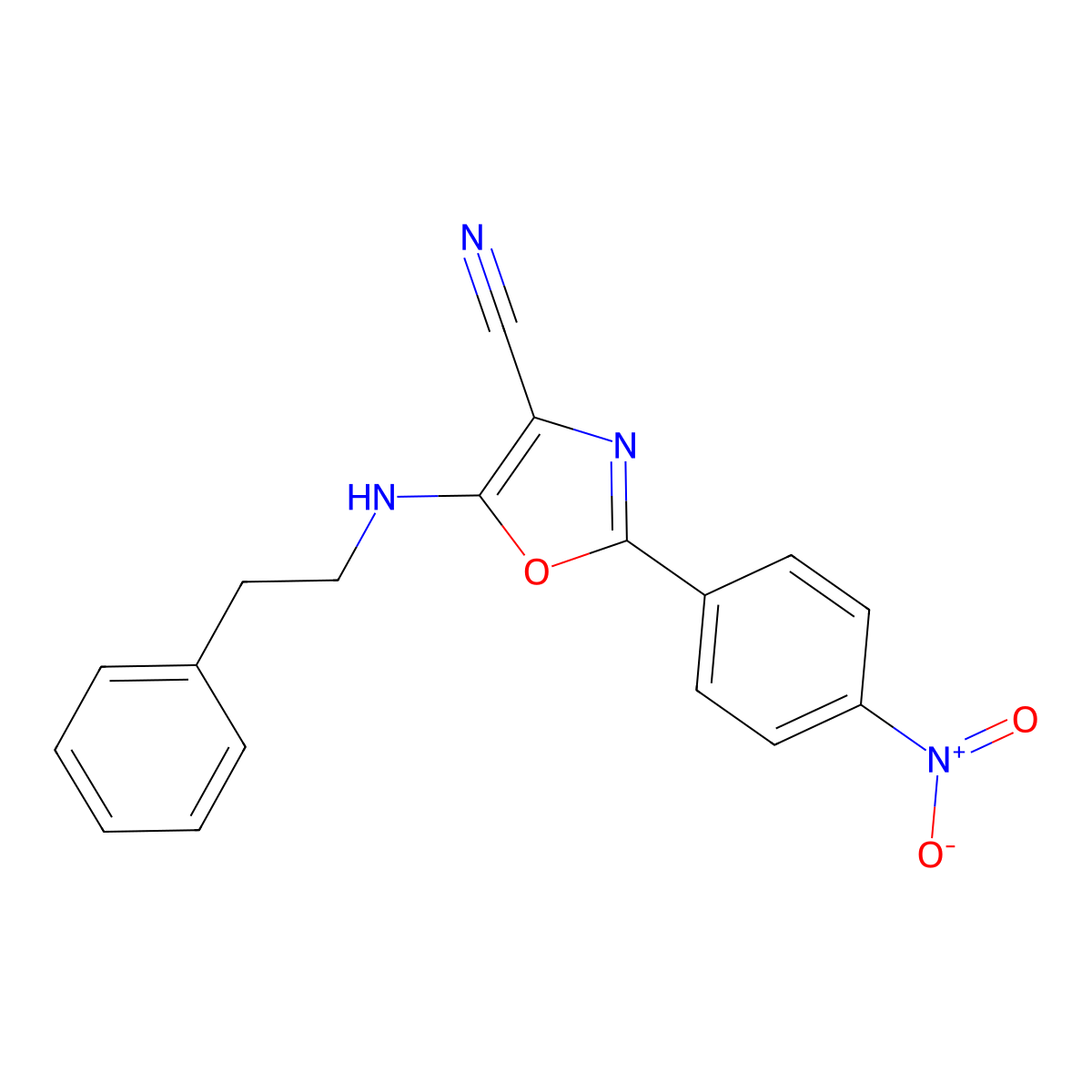 2-(4-Nitrophenyl)-5-(phenethylamino)oxazole-4-carbonitrile molecular structure, CAS 613649-85-7