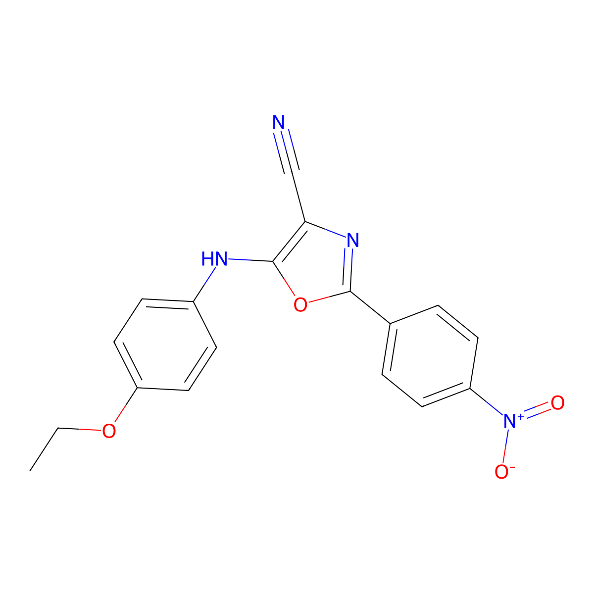 5-((4-Ethoxyphenyl)amino)-2-(4-nitrophenyl)oxazole-4-carbonitrile molecular structure, CAS 613649-87-9