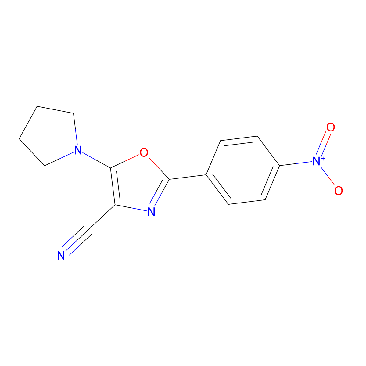 2-(4-Nitrophenyl)-5-(pyrrolidin-1-yl)-1,3-oxazole-4-carbonitrile molecular structure, CAS 613649-94-8