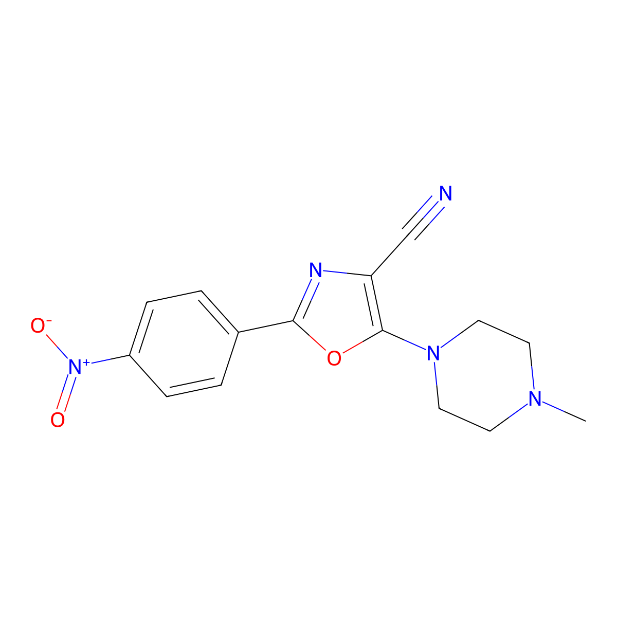5-(4-Methylpiperazin-1-yl)-2-(4-nitrophenyl)-1,3-oxazole-4-carbonitrile molecular structure, CAS 613649-95-9