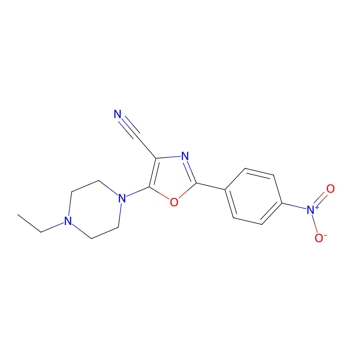 5-(4-Ethylpiperazin-1-yl)-2-(4-nitrophenyl)-1,3-oxazole-4-carbonitrile molecular structure, CAS 613649-96-0