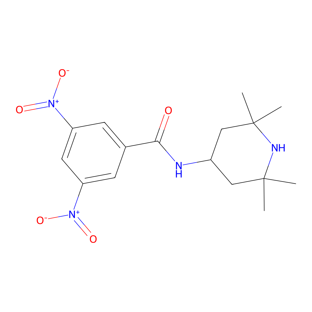 3,5-dinitro-N-(2,2,6,6-tetramethylpiperidin-4-yl)benzamide molecular structure, CAS 61365-28-4
