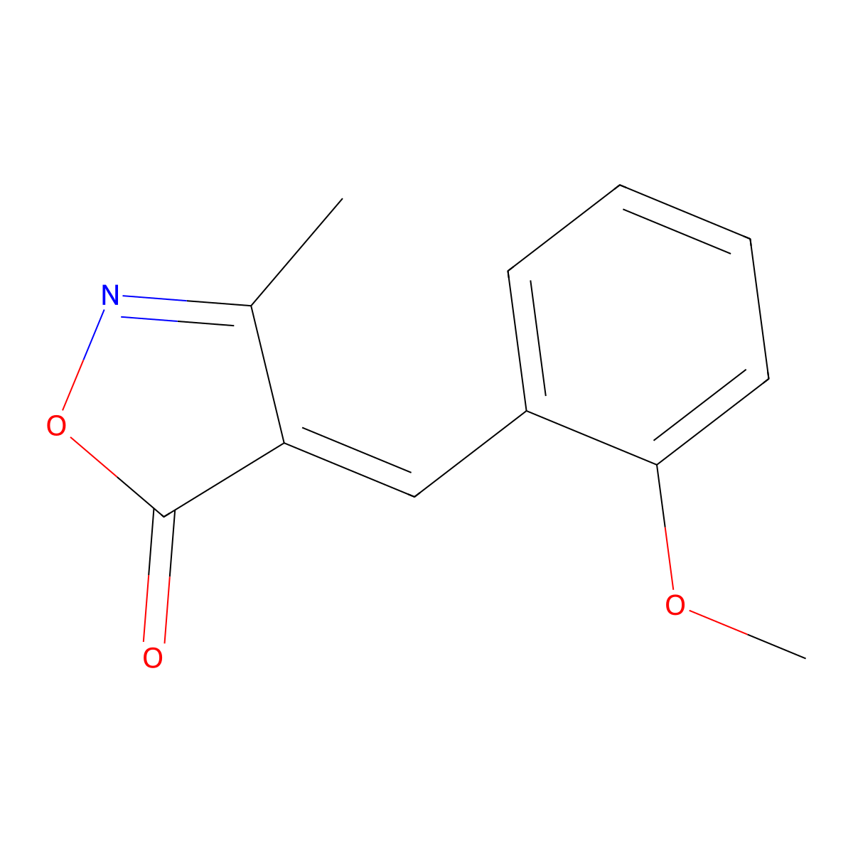 5(4H)-Isoxazolone, 4-[(2-methoxyphenyl)methylene]-3-methyl- molecular structure, CAS 61365-95-5