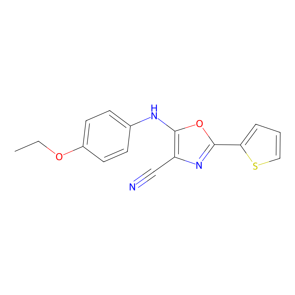 5-(4-Ethoxyanilino)-2-thiophen-2-yl-4-oxazolecarbonitrile molecular structure, CAS 613650-19-4
