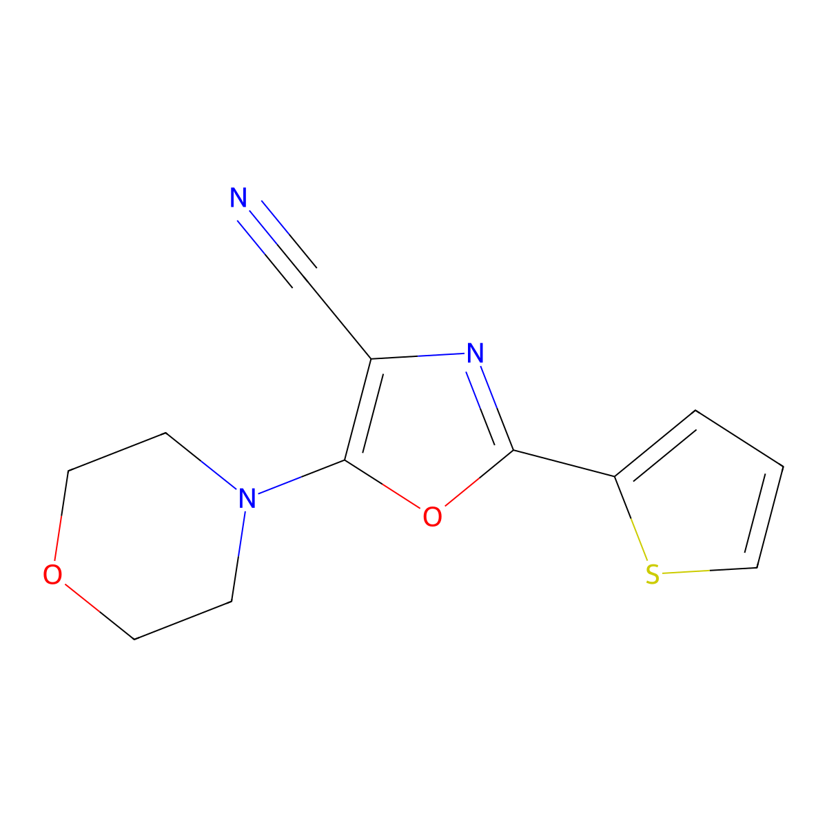 5-(4-Morpholinyl)-2-thiophen-2-yl-4-oxazolecarbonitrile molecular structure, CAS 613650-23-0