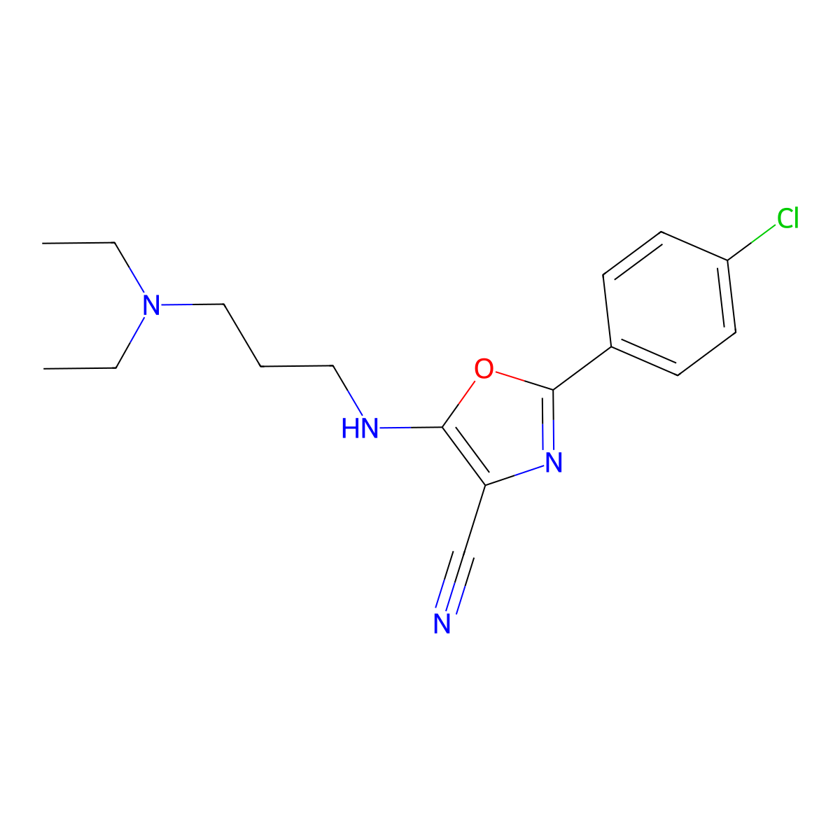 2-(4-Chlorophenyl)-5-[3-(diethylamino)propylamino]-1,3-oxazole-4-carbonitrile molecular structure, CAS 613650-50-3