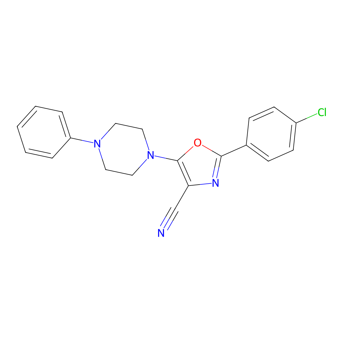 2-(4-Chlorophenyl)-5-(4-phenylpiperazin-1-yl)-1,3-oxazole-4-carbonitrile molecular structure, CAS 613650-54-7